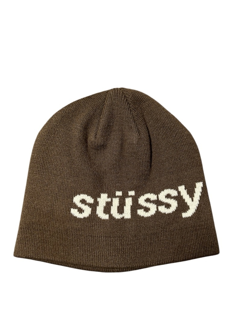 Stussy Brown Logo Beanie Skullcap Knit Hat OS Streetwear